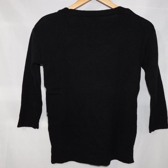 Le Temps Des Cerises Womens S Black White Tiger 3/4 Sleeve Knit pullover Sweater - Picture 7 of 7